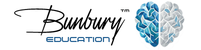 Bunbury Education condensed logo, featuring the Bunbury heart-shaped brain icon